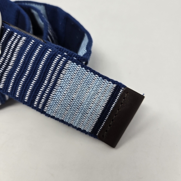 EDDIE BAUER SHADES OF BLUE FABRIC & LEATHER BELT BROWN LEATHER WOMEN MEDIUM BOHO - Picture 3 of 12